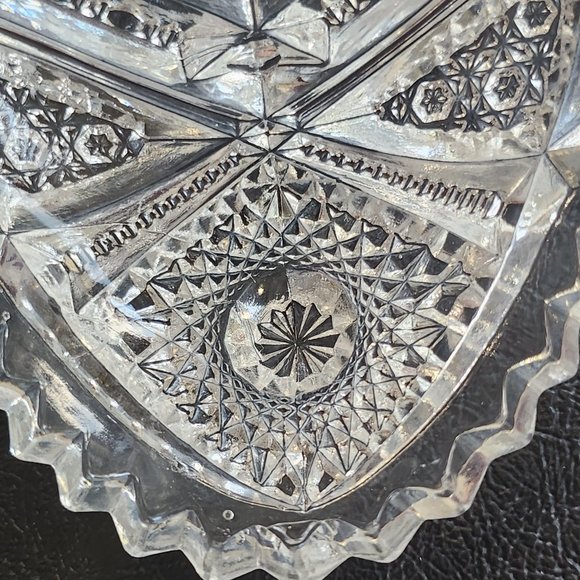 Mid-Century EAPG Imperial Glass Heart Shaped Candy/Nut Dish Signed Nucut Pattern - Picture 10 of 10